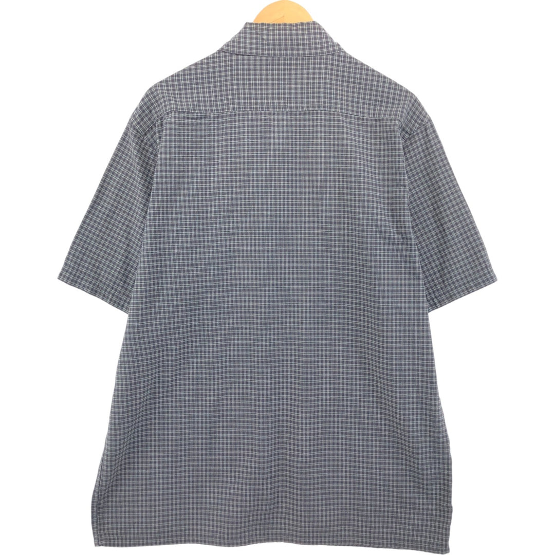 Dickies Check Pattern Short Sleeve Work Shirt Box Shirt Men's L size cotton gray type Vintage Second Hand