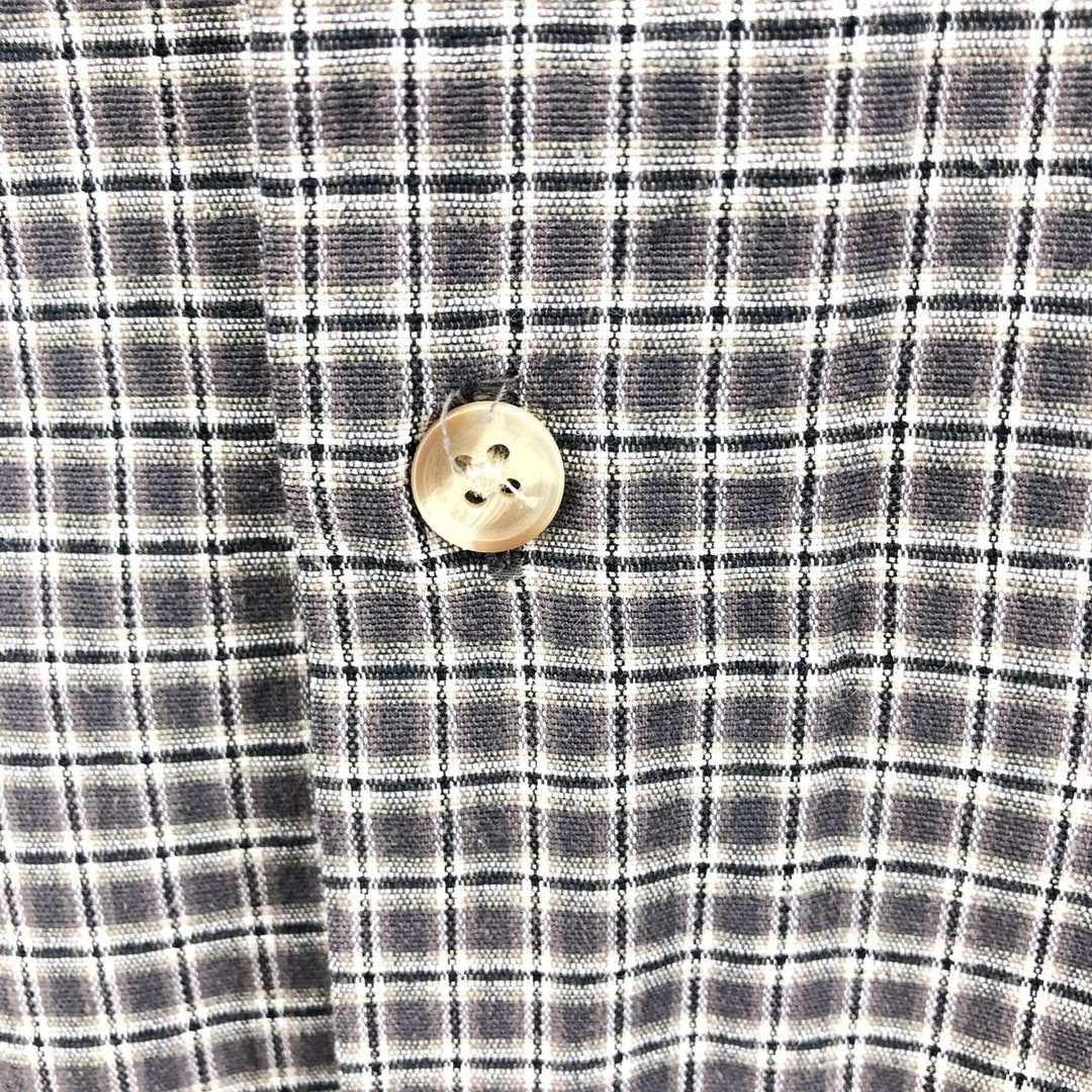 Dickies Check Pattern Short Sleeve Work Shirt Box Shirt Men's L size cotton gray type Vintage Second Hand