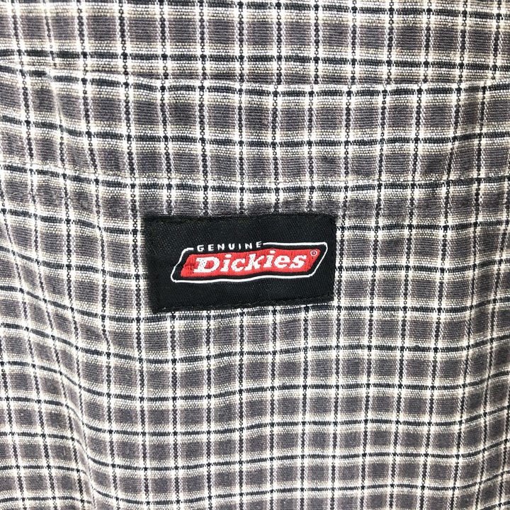 Dickies Check Pattern Short Sleeve Work Shirt Box Shirt Men's L size cotton gray type Vintage Second Hand