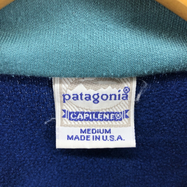 90'S Patagonia Capilene Half-Zip Fleece Pullover, Made in USA, Men's Size Medium, Vintage polyester blue type Vintage Second Hand