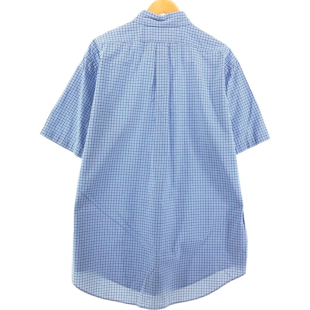 Ralph Lauren Classic Fit short sleeve button down check shirt, men's size L cotton blue type Vintage Second Hand
