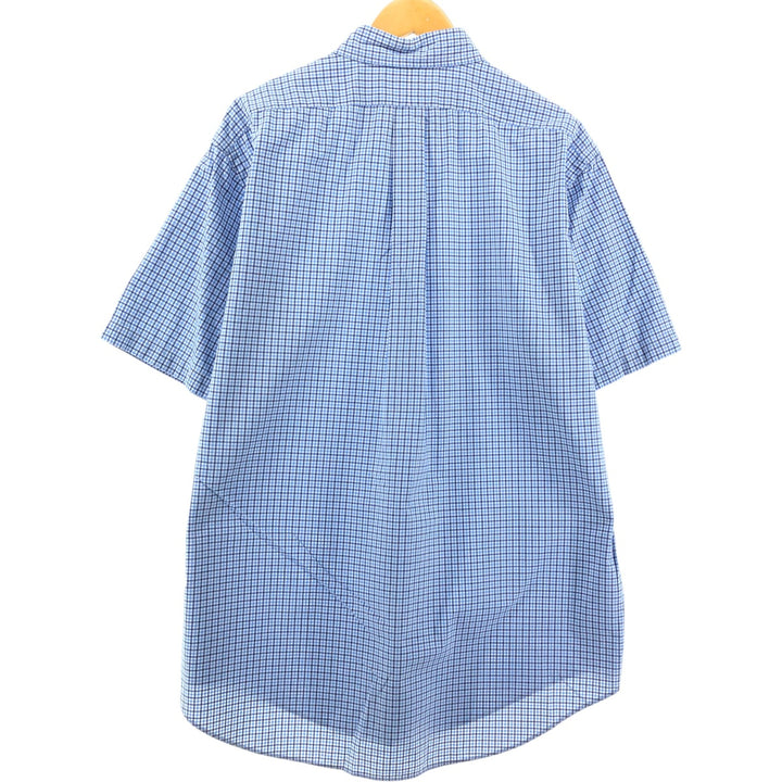 Ralph Lauren Classic Fit short sleeve button down check shirt, men's size L cotton blue type Vintage Second Hand