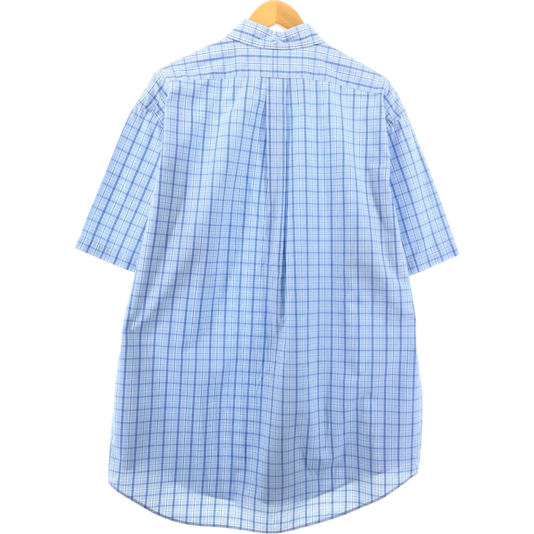 Ralph Lauren Classic Fit short sleeve button down check shirt, men's size XL cotton blue type Vintage Second Hand