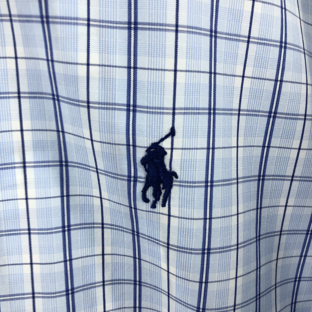 Ralph Lauren Classic Fit short sleeve button down check shirt, men's size XL cotton blue type Vintage Second Hand
