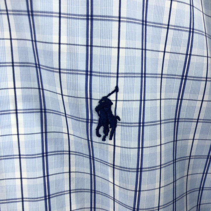 Ralph Lauren Classic Fit short sleeve button down check shirt, men's size XL cotton blue type Vintage Second Hand