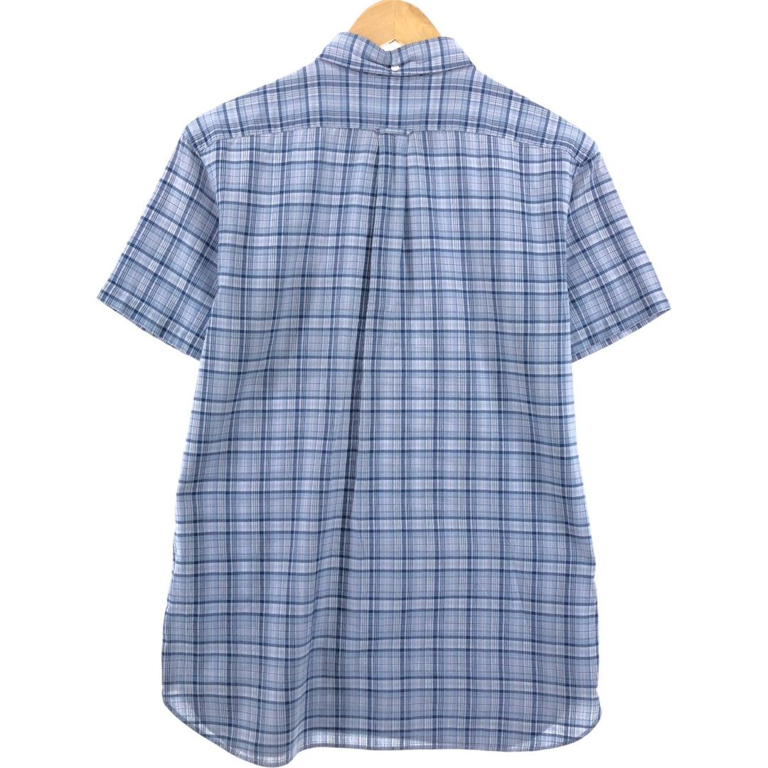 Ralph Lauren short sleeve button down check shirt, men's size M cotton blue type Vintage Second Hand