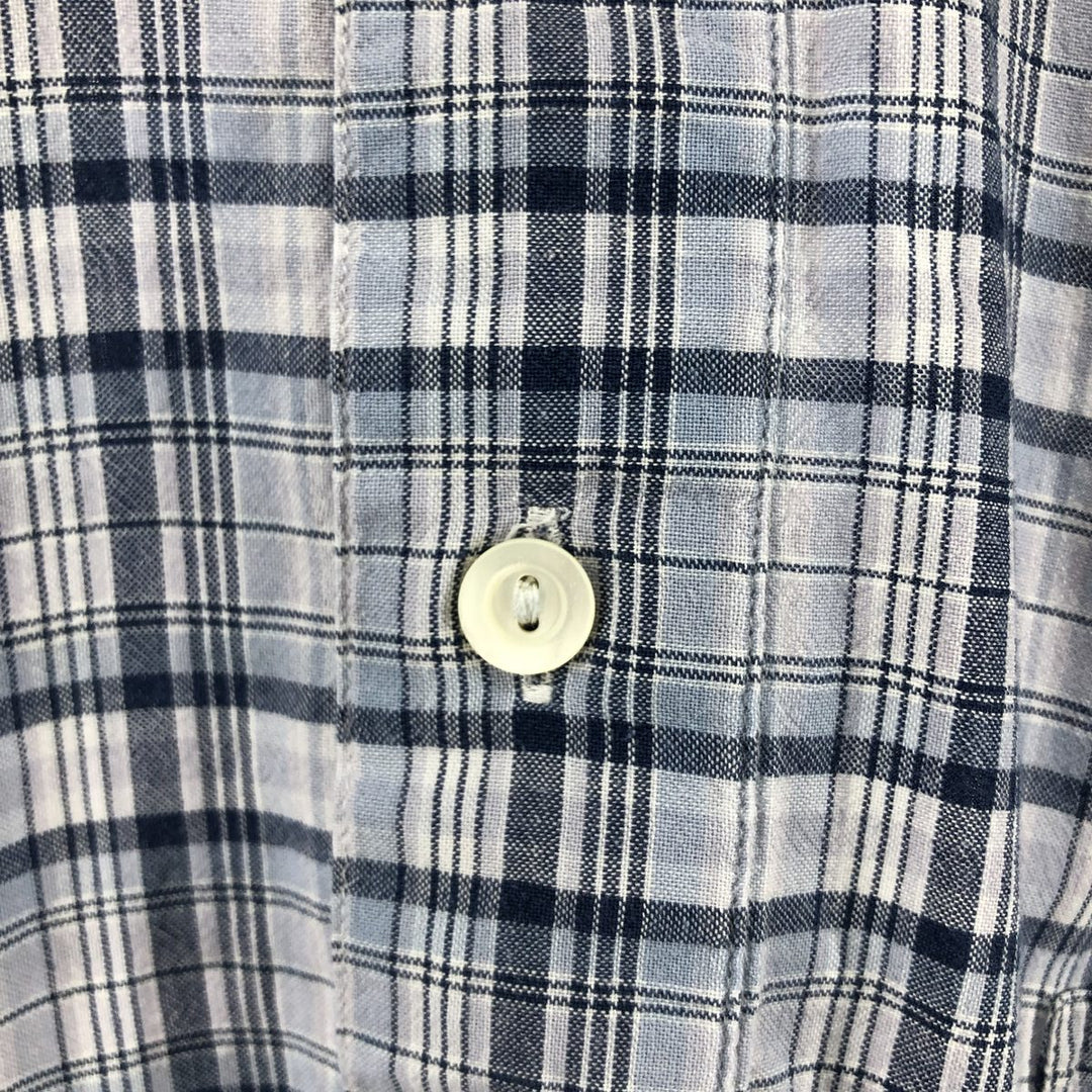 Ralph Lauren short sleeve button down check shirt, men's size M cotton blue type Vintage Second Hand