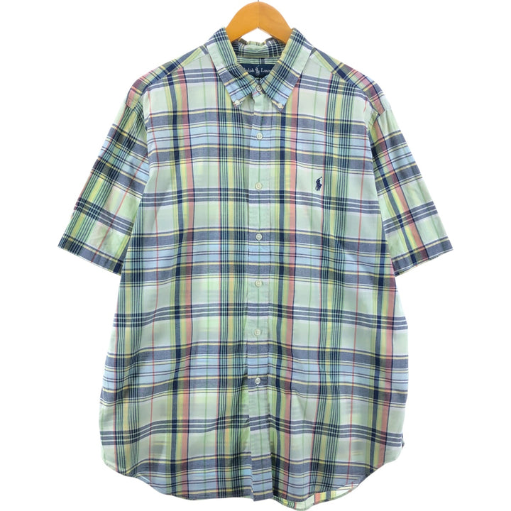 Ralph Lauren Classic Fit short sleeve button down check shirt, men's size XL cotton multicolor Vintage Second Hand