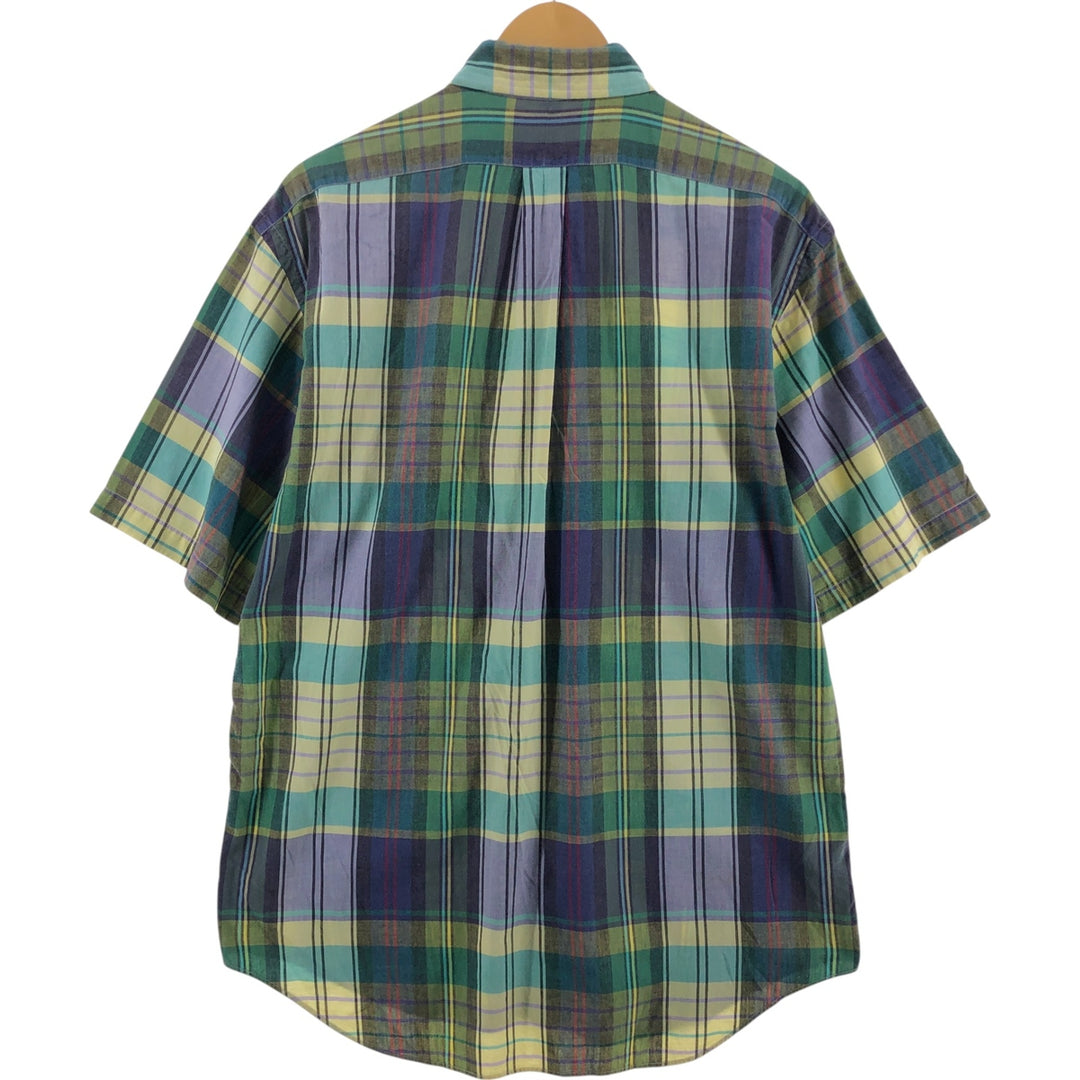 Ralph Lauren Golf Tilden short sleeve button down check shirt, men's size M cotton multicolor Vintage Second Hand