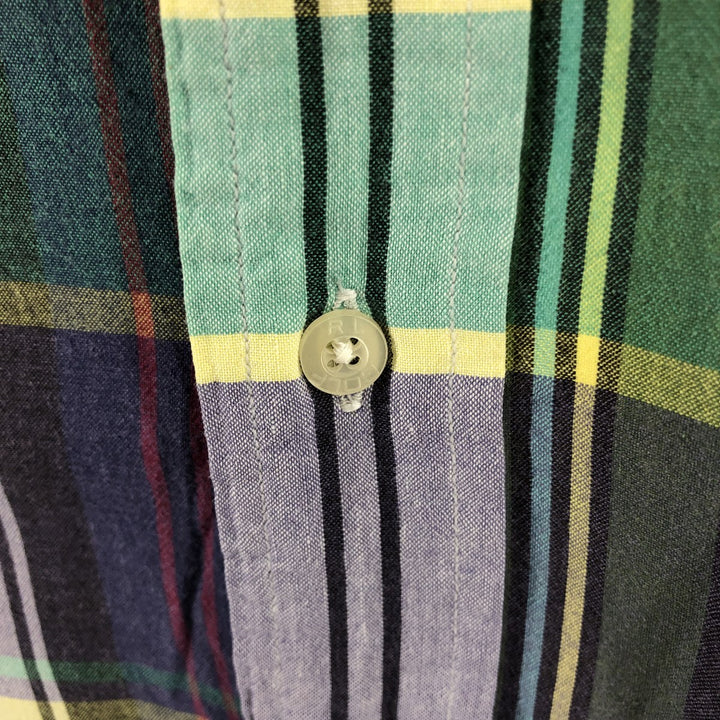 Ralph Lauren Golf Tilden short sleeve button down check shirt, men's size M cotton multicolor Vintage Second Hand