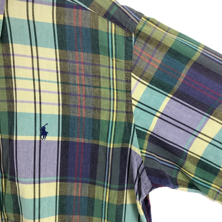 Ralph Lauren Golf Tilden short sleeve button down check shirt, men's size M cotton multicolor Vintage Second Hand