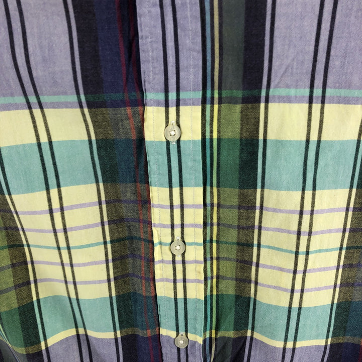 Ralph Lauren Golf Tilden short sleeve button down check shirt, men's size M cotton multicolor Vintage Second Hand