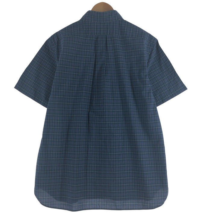 Ralph Lauren short sleeve button down check shirt, men's size L cotton navy blue type Vintage Second Hand