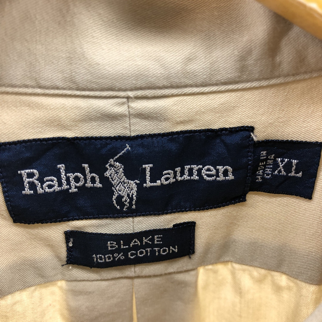 Ralph Lauren BLAKE short sleeve button down shirt, men's XL size cotton Beige type Vintage Second Hand