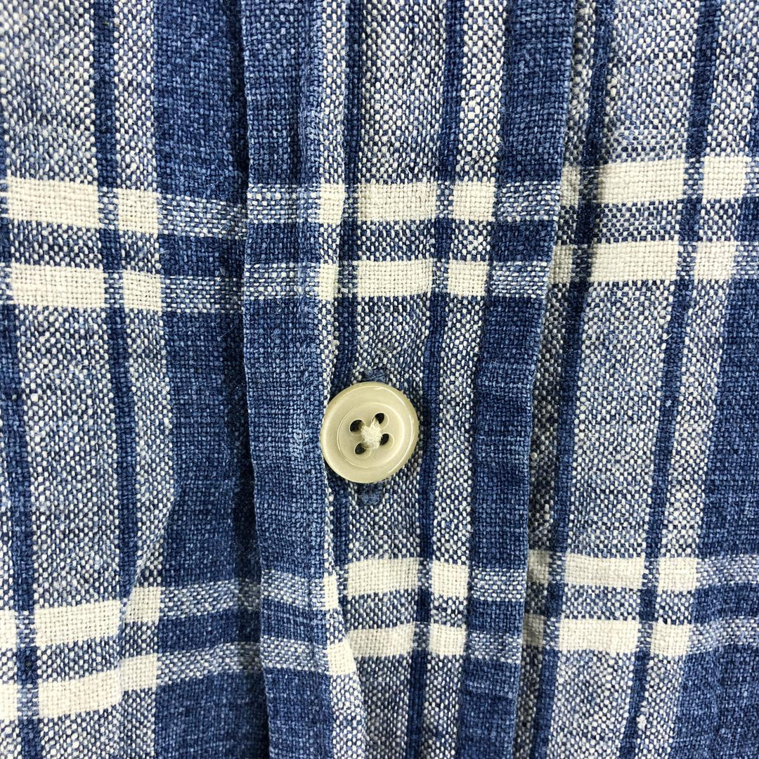 90'S NAUTICA short sleeve linen x cotton button down shirt, men's XL size, vintage linen blue type Vintage Second Hand