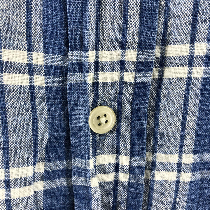 90'S NAUTICA short sleeve linen x cotton button down shirt, men's XL size, vintage linen blue type Vintage Second Hand