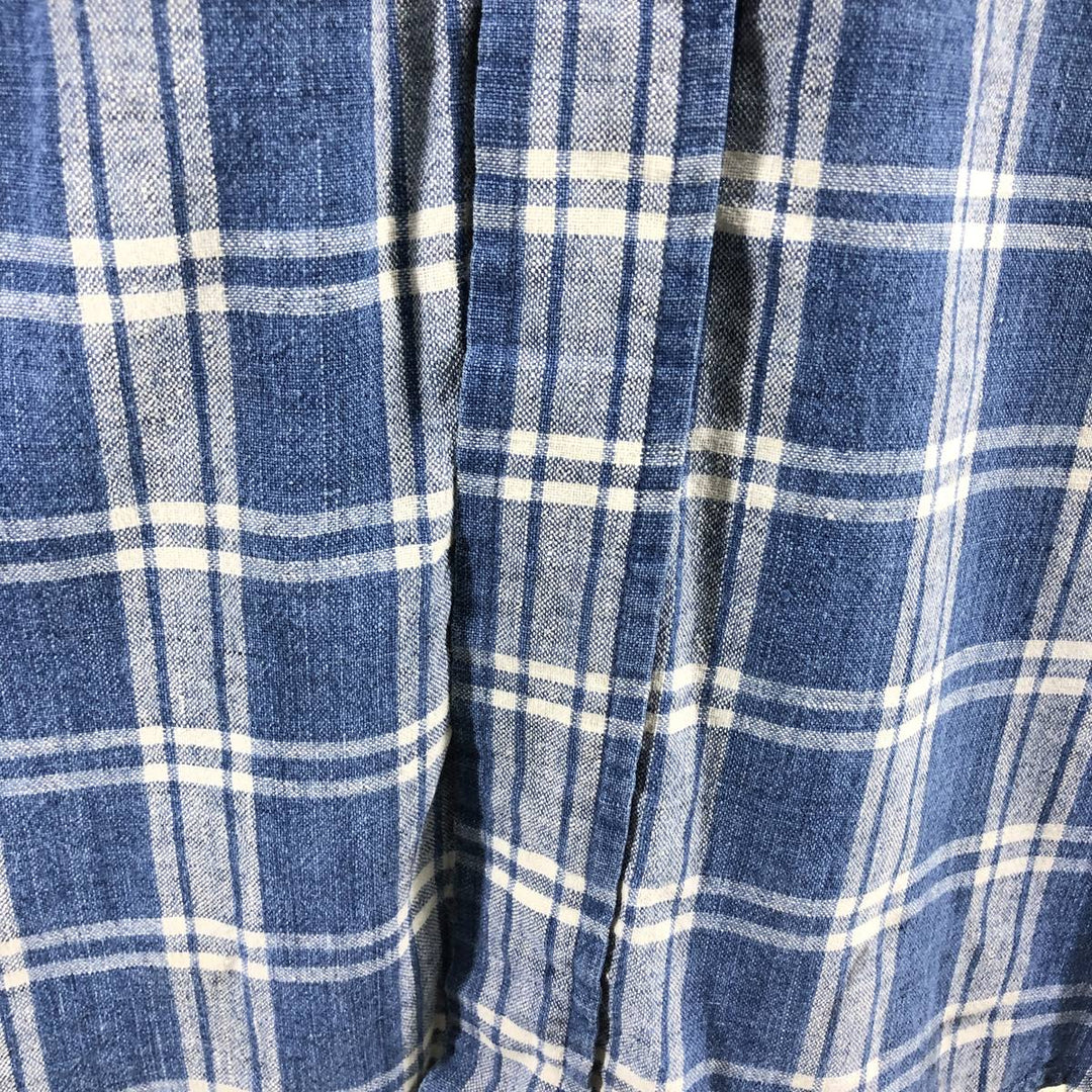 90'S NAUTICA short sleeve linen x cotton button down shirt, men's XL size, vintage linen blue type Vintage Second Hand