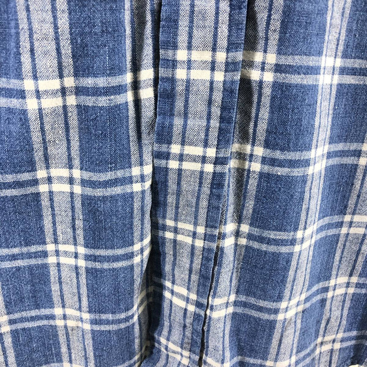 90'S NAUTICA short sleeve linen x cotton button down shirt, men's XL size, vintage linen blue type Vintage Second Hand
