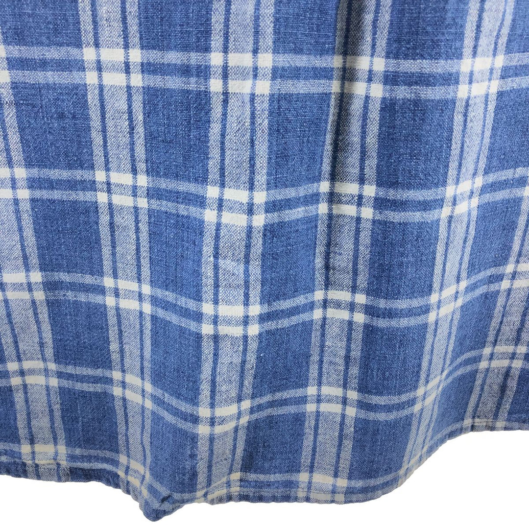 90'S NAUTICA short sleeve linen x cotton button down shirt, men's XL size, vintage linen blue type Vintage Second Hand