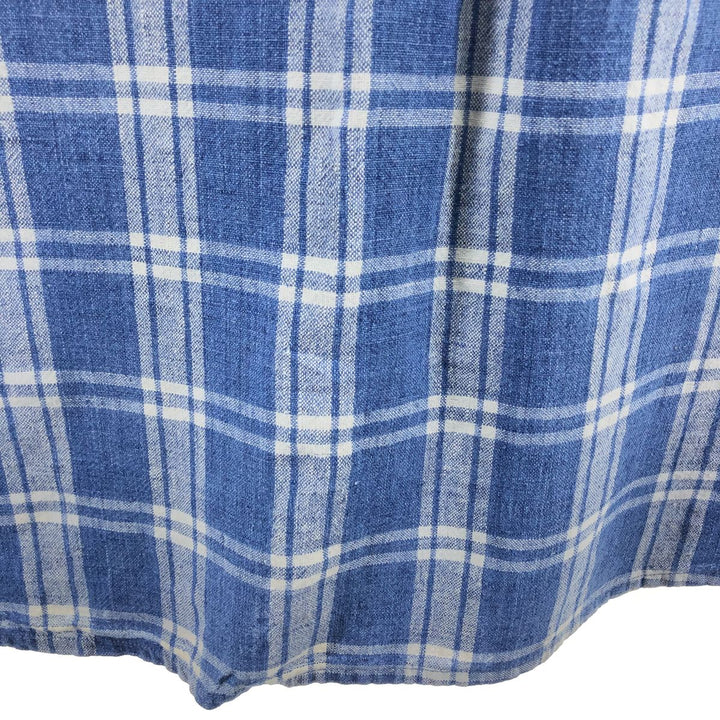90'S NAUTICA short sleeve linen x cotton button down shirt, men's XL size, vintage linen blue type Vintage Second Hand