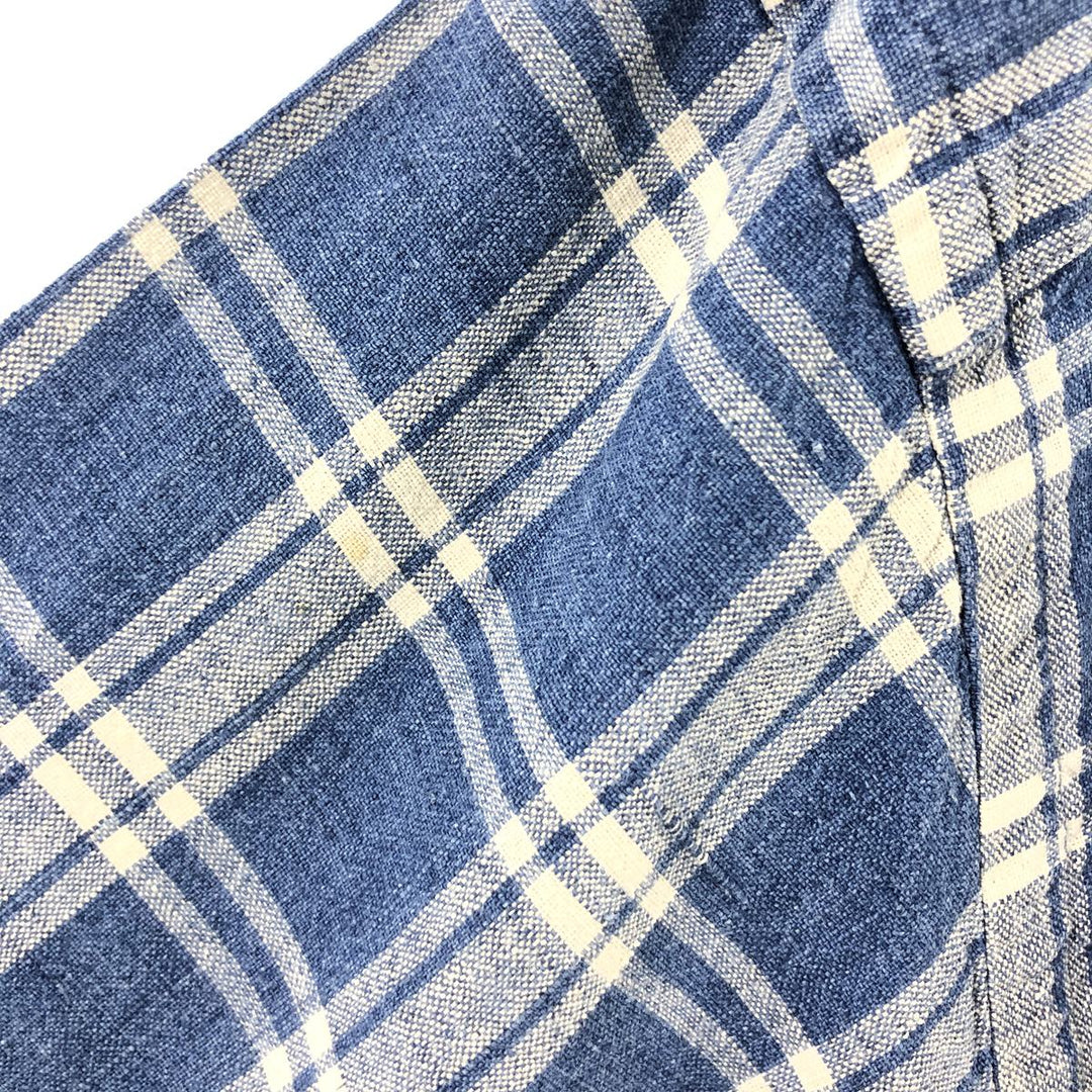 90'S NAUTICA short sleeve linen x cotton button down shirt, men's XL size, vintage linen blue type Vintage Second Hand