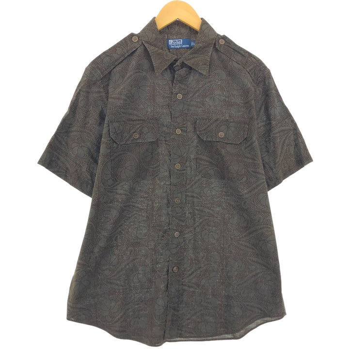 Ralph Lauren POLO by Ralph Lauren All-over floral print short-sleeve cotton shirt, men's size L cotton brown type Vintage Second Hand