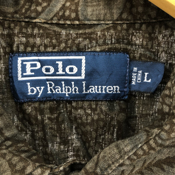 Ralph Lauren POLO by Ralph Lauren All-over floral print short-sleeve cotton shirt, men's size L cotton brown type Vintage Second Hand