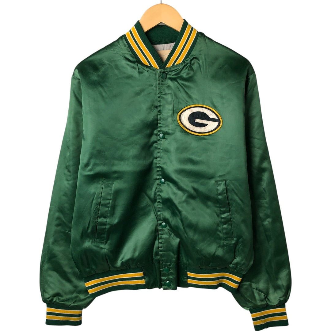 90'S NFL Green Bay Packers Nylon Stadium Jacket, Award Winning Jacket, Made in USA, Men's Size Medium Nylon green type Vintage Second Hand