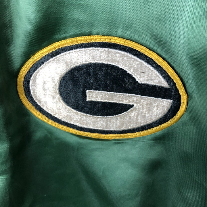 90'S NFL Green Bay Packers Nylon Stadium Jacket, Award Winning Jacket, Made in USA, Men's Size Medium Nylon green type Vintage Second Hand