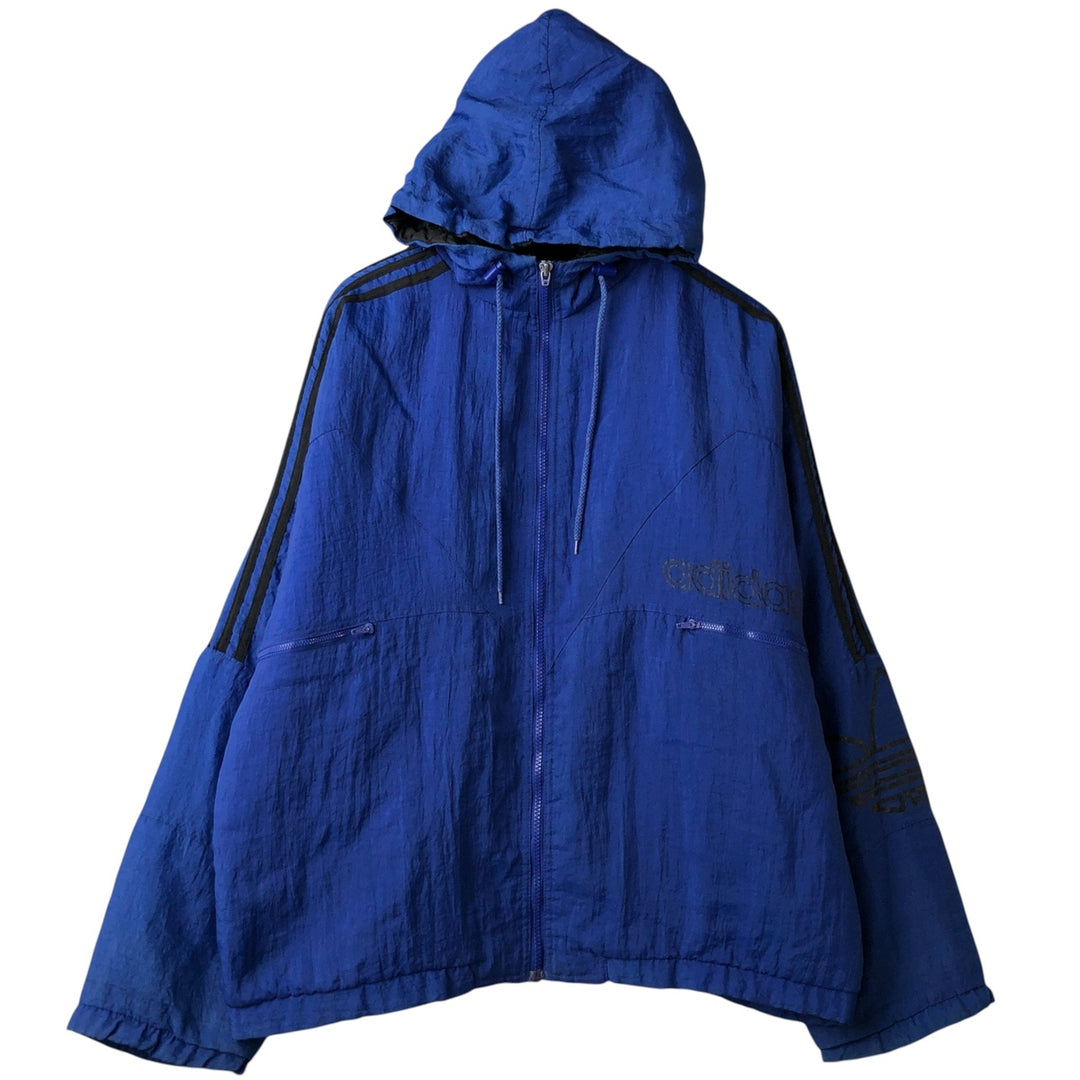 80s-90'S Adidas padded hoodie puffer jacket men's size L vintage polyamide blue type Vintage Second Hand