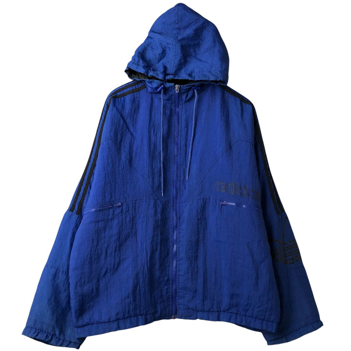 80s-90'S Adidas padded hoodie puffer jacket men's size L vintage polyamide blue type Vintage Second Hand