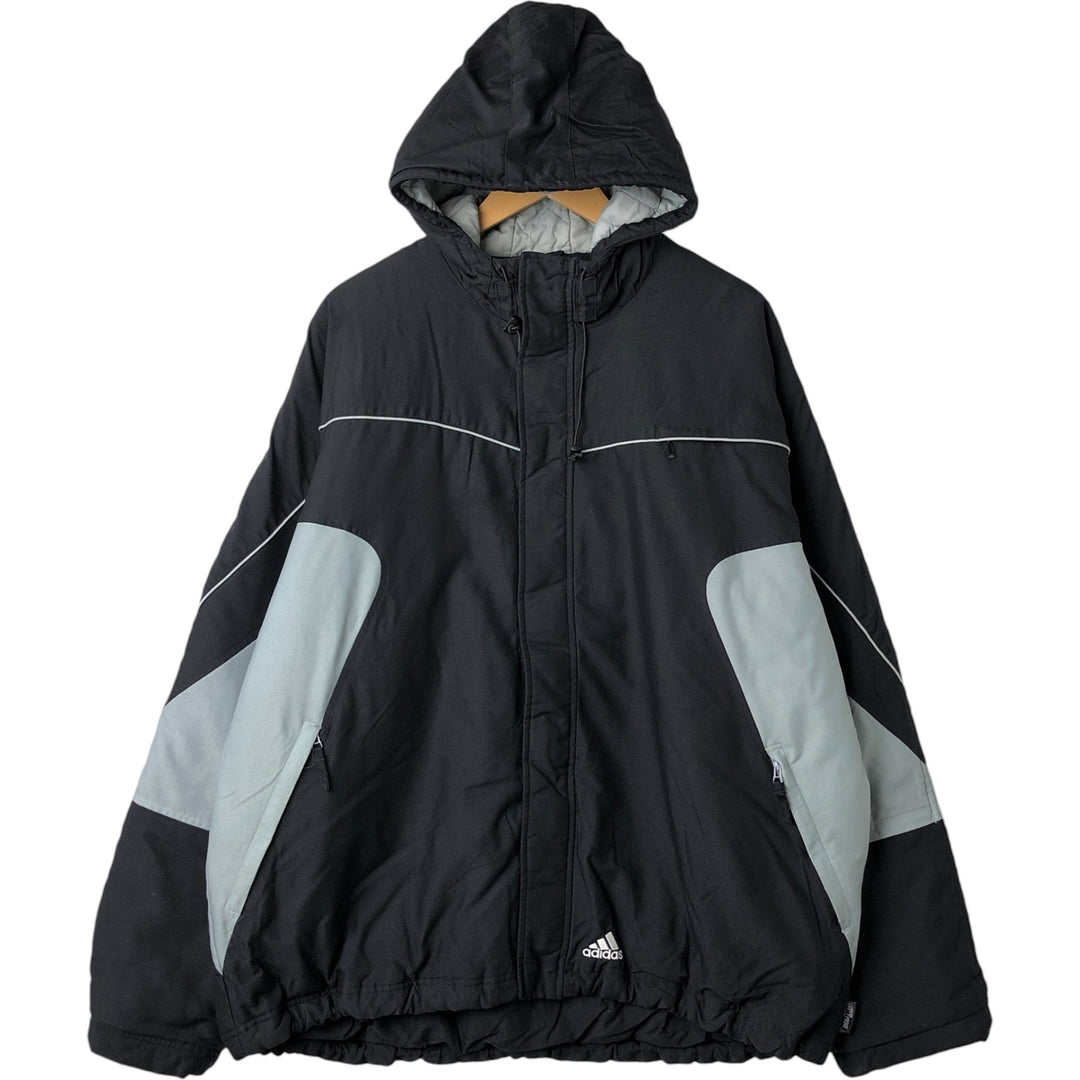 2000'S adidas CLIMA PROOF padded hoodie/puffer jacket, men's size XL polyamide black type Vintage Second Hand