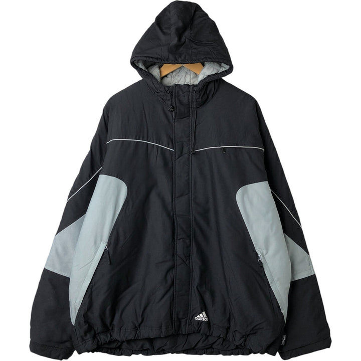 2000'S adidas CLIMA PROOF padded hoodie/puffer jacket, men's size XL polyamide black type Vintage Second Hand