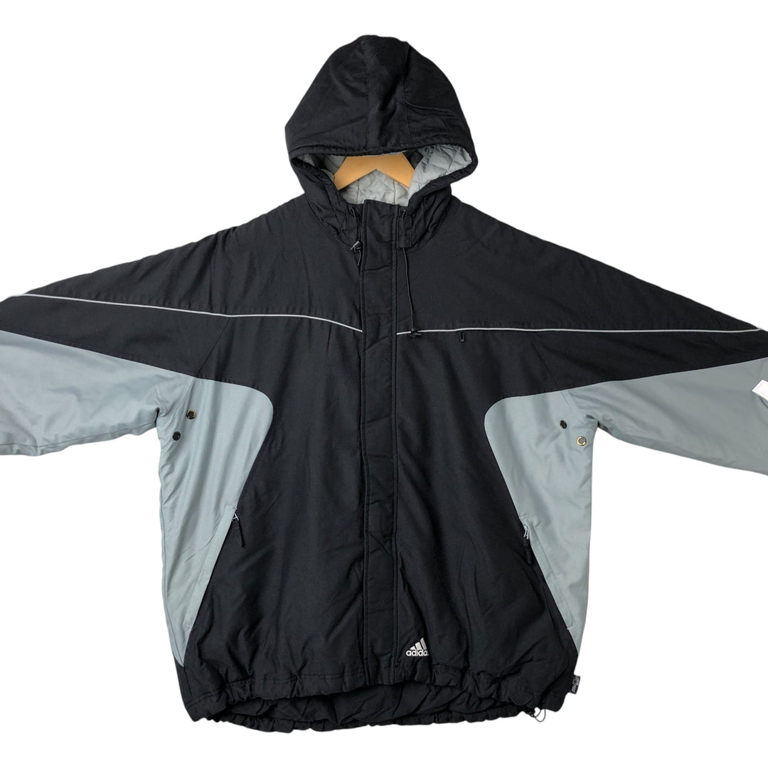 2000'S adidas CLIMA PROOF padded hoodie/puffer jacket, men's size XL polyamide black type Vintage Second Hand