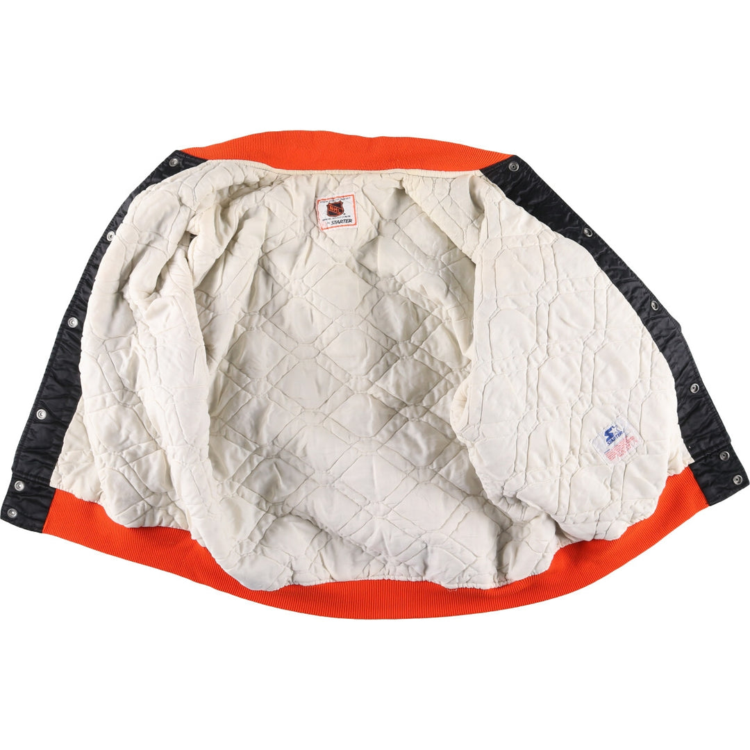 1980'S Starter NHL Philadelphia Flyers Padded Nylon Stadium Jacket, Men's Size XL Nylon black type Vintage Second Hand