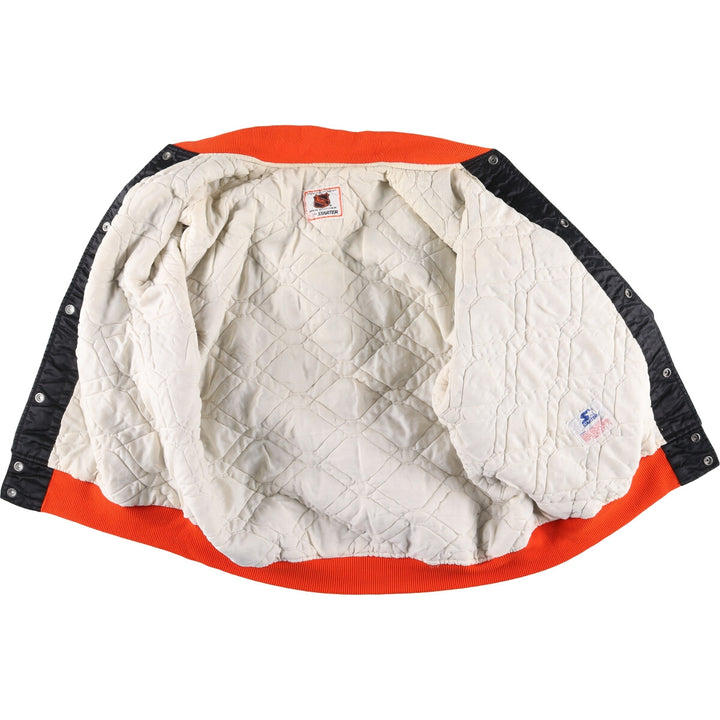 1980'S Starter NHL Philadelphia Flyers Padded Nylon Stadium Jacket, Men's Size XL Nylon black type Vintage Second Hand