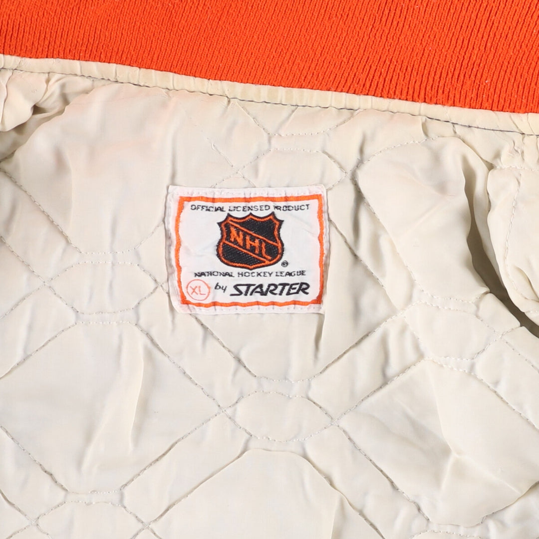 1980'S Starter NHL Philadelphia Flyers Padded Nylon Stadium Jacket, Men's Size XL Nylon black type Vintage Second Hand