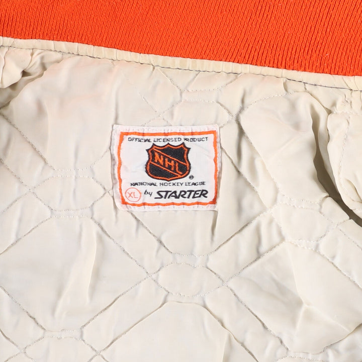1980'S Starter NHL Philadelphia Flyers Padded Nylon Stadium Jacket, Men's Size XL Nylon black type Vintage Second Hand