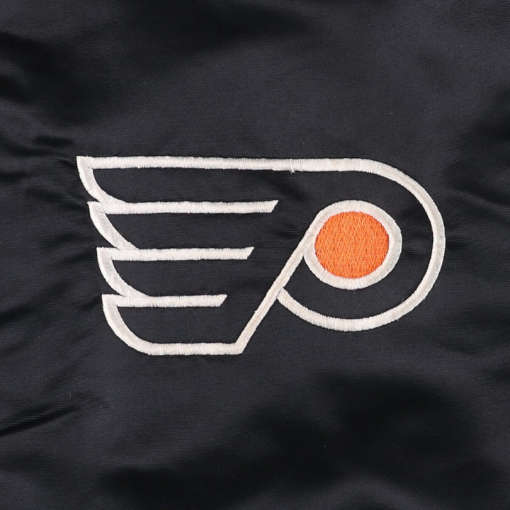 1980'S Starter NHL Philadelphia Flyers Padded Nylon Stadium Jacket, Men's Size XL Nylon black type Vintage Second Hand