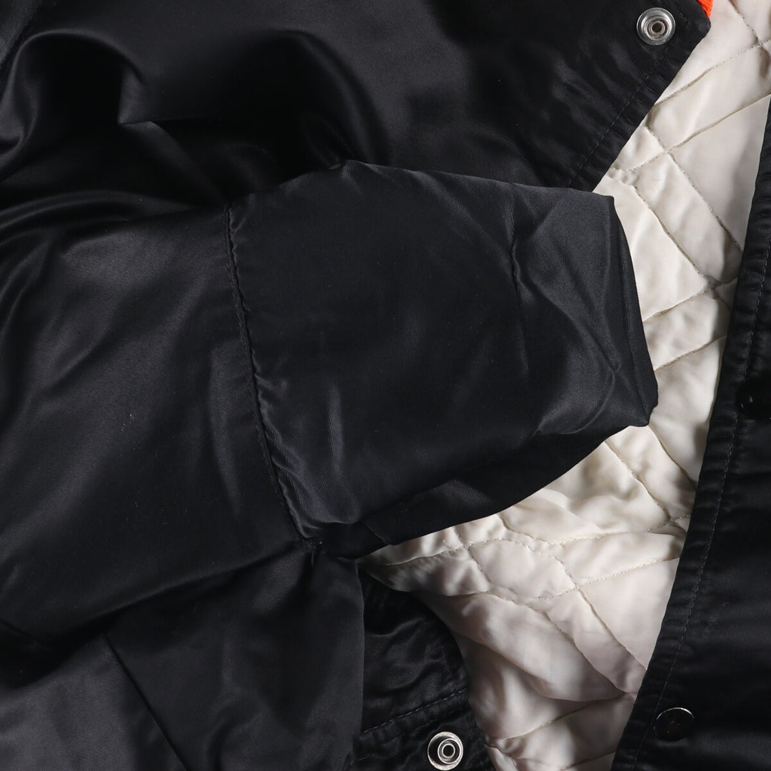 1980'S Starter NHL Philadelphia Flyers Padded Nylon Stadium Jacket, Men's Size XL Nylon black type Vintage Second Hand