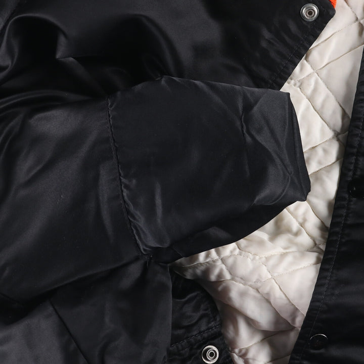 1980'S Starter NHL Philadelphia Flyers Padded Nylon Stadium Jacket, Men's Size XL Nylon black type Vintage Second Hand