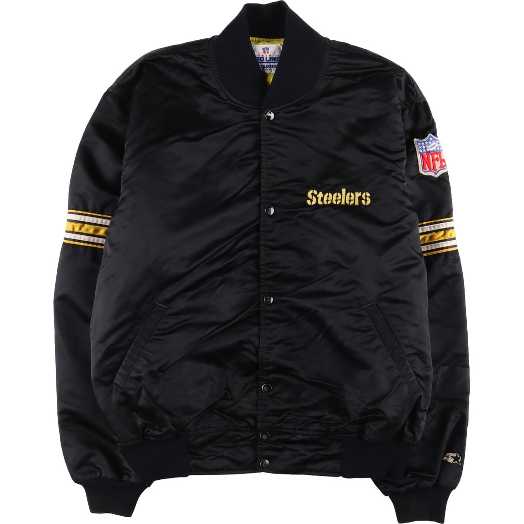 Vintage 1990'S Starter PRO LINE NFL Pittsburgh Steelers nylon stadium jacket, made in the USA, men's size XXL Nylon black type Vintage Second Hand