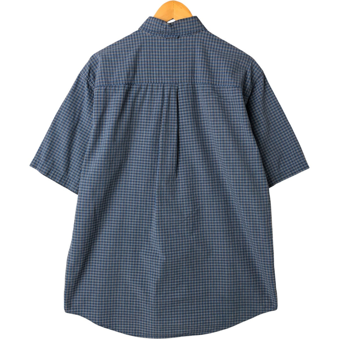 90s~00'S Timberland short sleeve button down check shirt men's size M vintage cotton Blue type light blue Vintage Second Hand