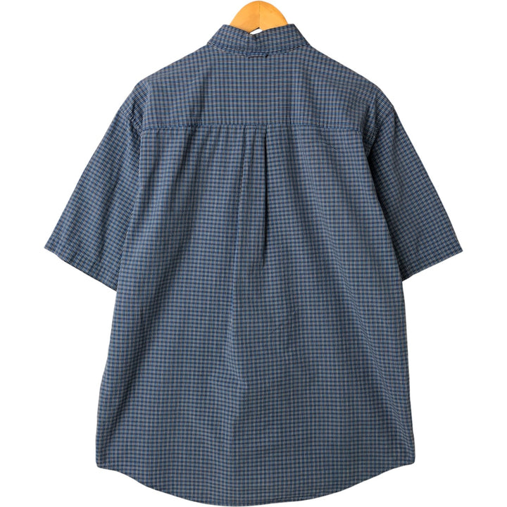 90s~00'S Timberland short sleeve button down check shirt men's size M vintage cotton Blue type light blue Vintage Second Hand
