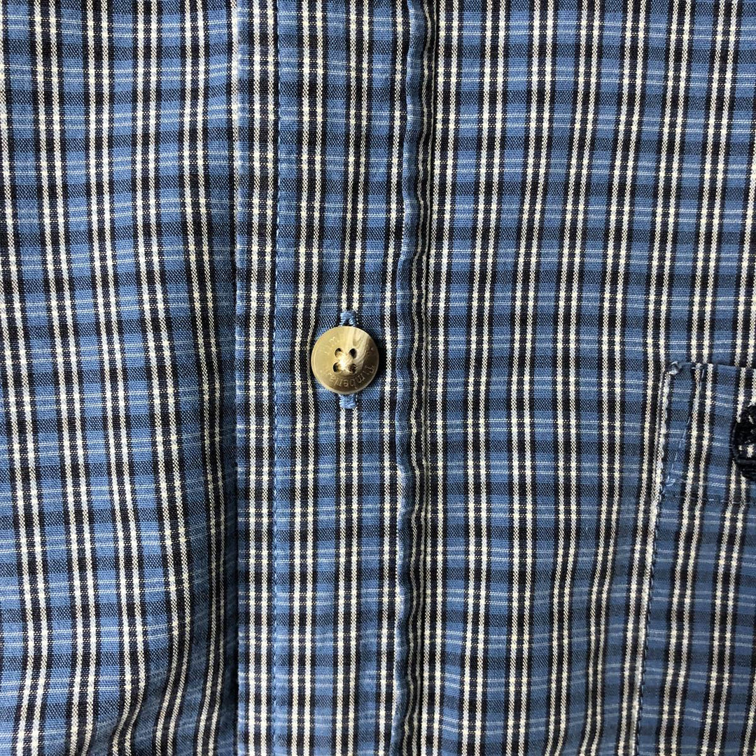 90s~00'S Timberland short sleeve button down check shirt men's size M vintage cotton Blue type light blue Vintage Second Hand