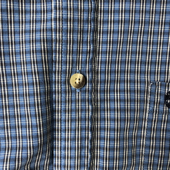 90s~00'S Timberland short sleeve button down check shirt men's size M vintage cotton Blue type light blue Vintage Second Hand