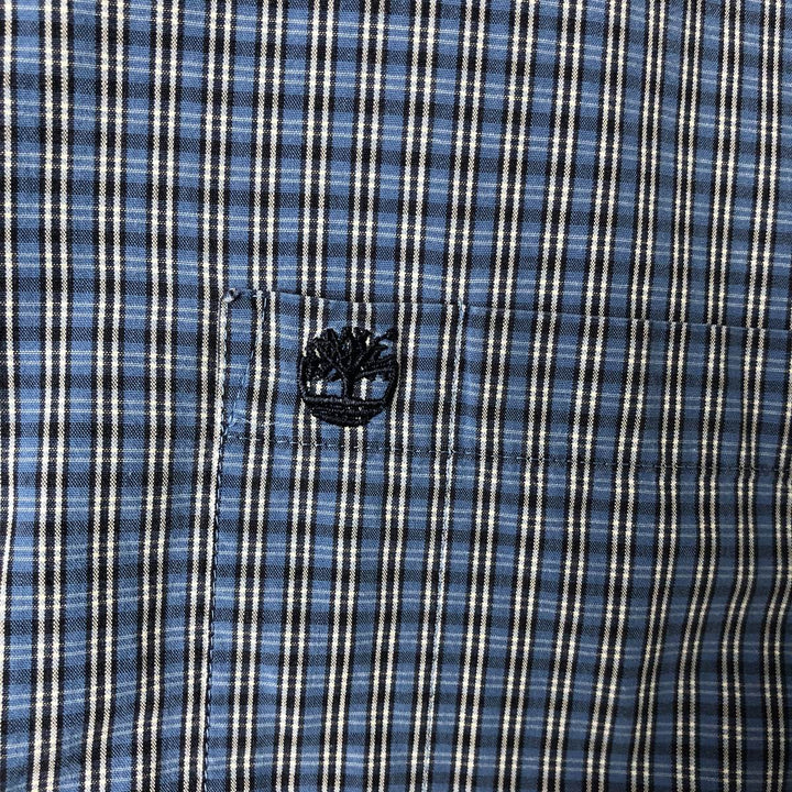 90s~00'S Timberland short sleeve button down check shirt men's size M vintage cotton Blue type light blue Vintage Second Hand