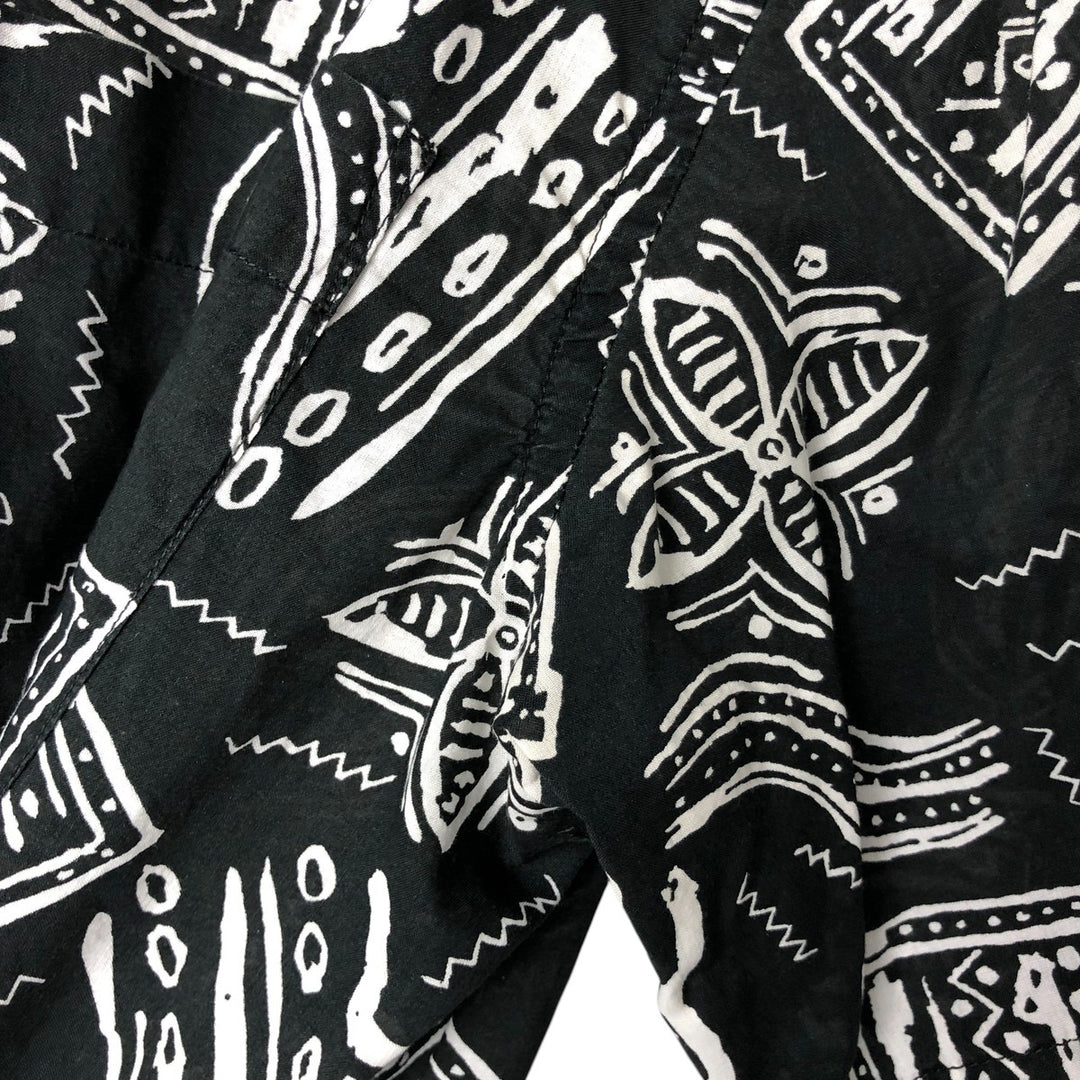 Liz Claiborne CLAIBORNE All-over print short-sleeve button-down shirt, box shirt, men's M size cotton black type Vintage Second Hand