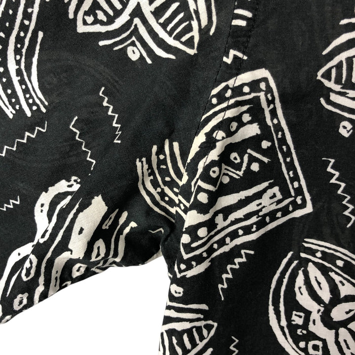 Liz Claiborne CLAIBORNE All-over print short-sleeve button-down shirt, box shirt, men's M size cotton black type Vintage Second Hand