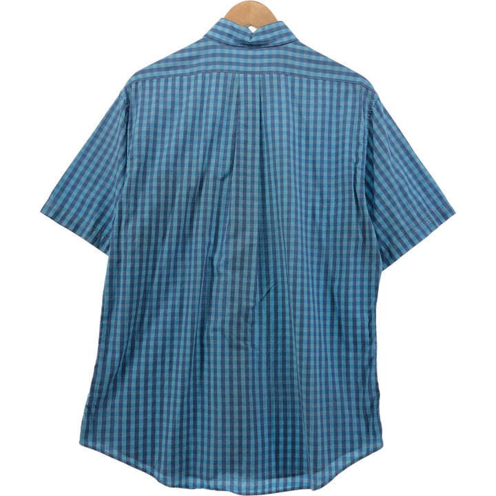 Brooks Brothers 1818 short sleeve cotton check shirt, size L for men cotton Blue type light blue Vintage Second Hand